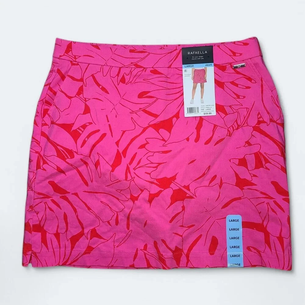 Rafaella Pink and Red Tropical Print Skort